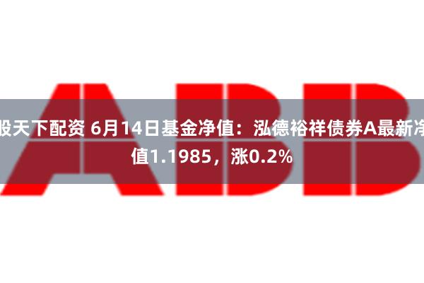 股天下配资 6月14日基金净值：泓德裕祥债券A最新净值1.1985，涨0.2%