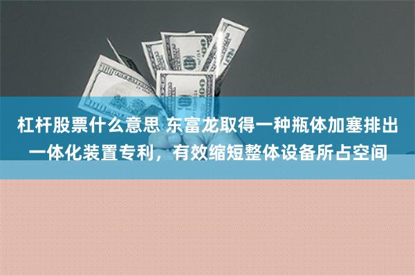 杠杆股票什么意思 东富龙取得一种瓶体加塞排出一体化装置专利，有效缩短整体设备所占空间