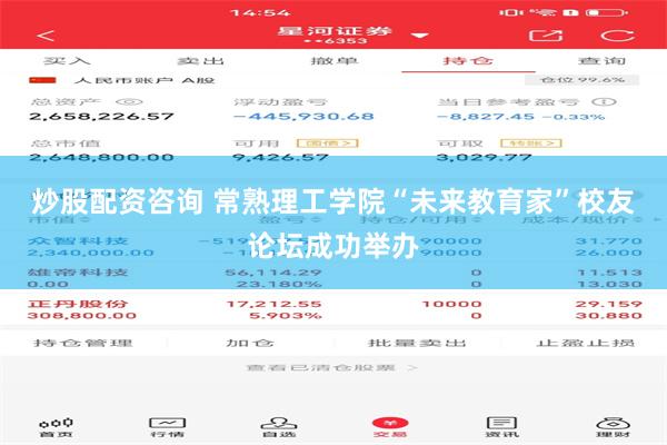 炒股配资咨询 常熟理工学院“未来教育家”校友论坛成功举办