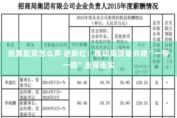 股票配资怎么弄 逯新红：推动高质量共建“一带一路”走深走实